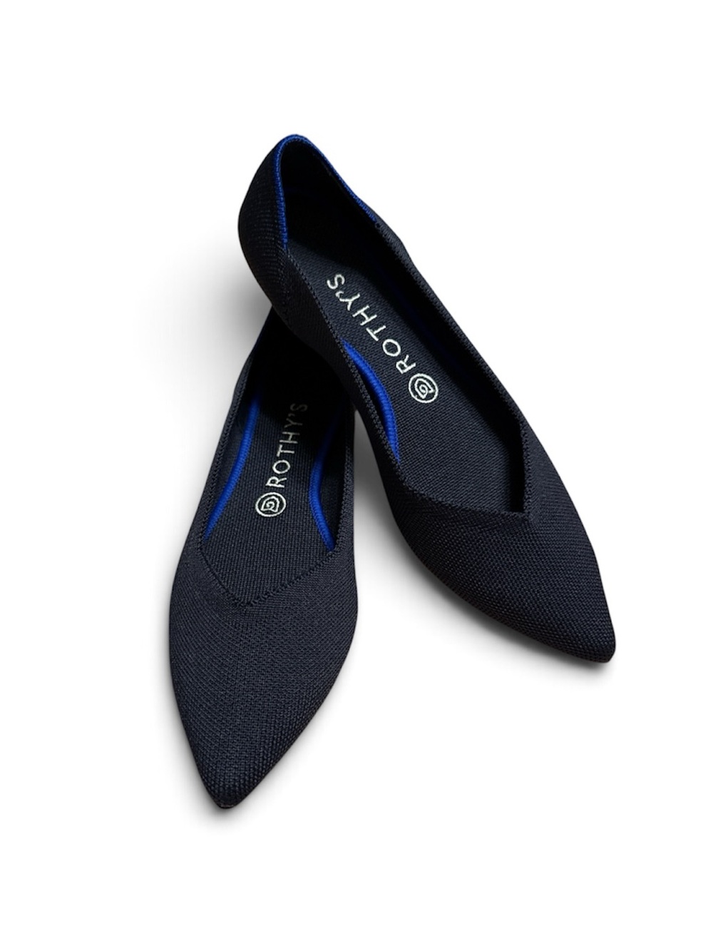 Rothy's The Pointed Knit Ballet Flat - Navy Blue with Blue Trim